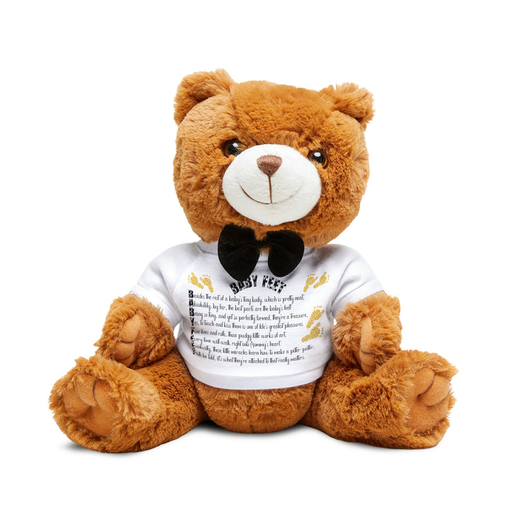 Baby Steps Teddy Bear with T-Shirt - Baby Feet - Gold