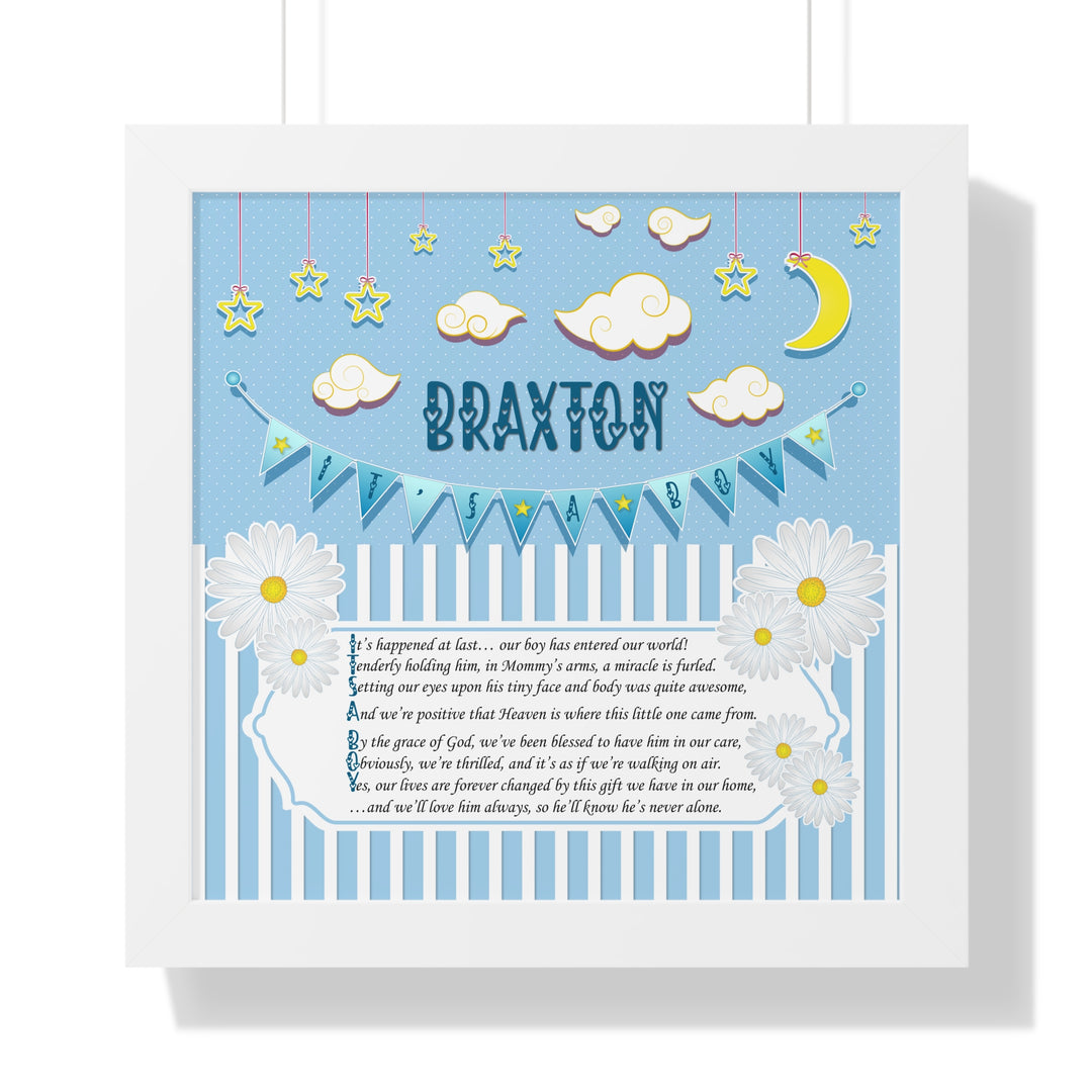 Baby Steps "It's a Boy" Framed Print Collection - Blue Stripes - Personalized