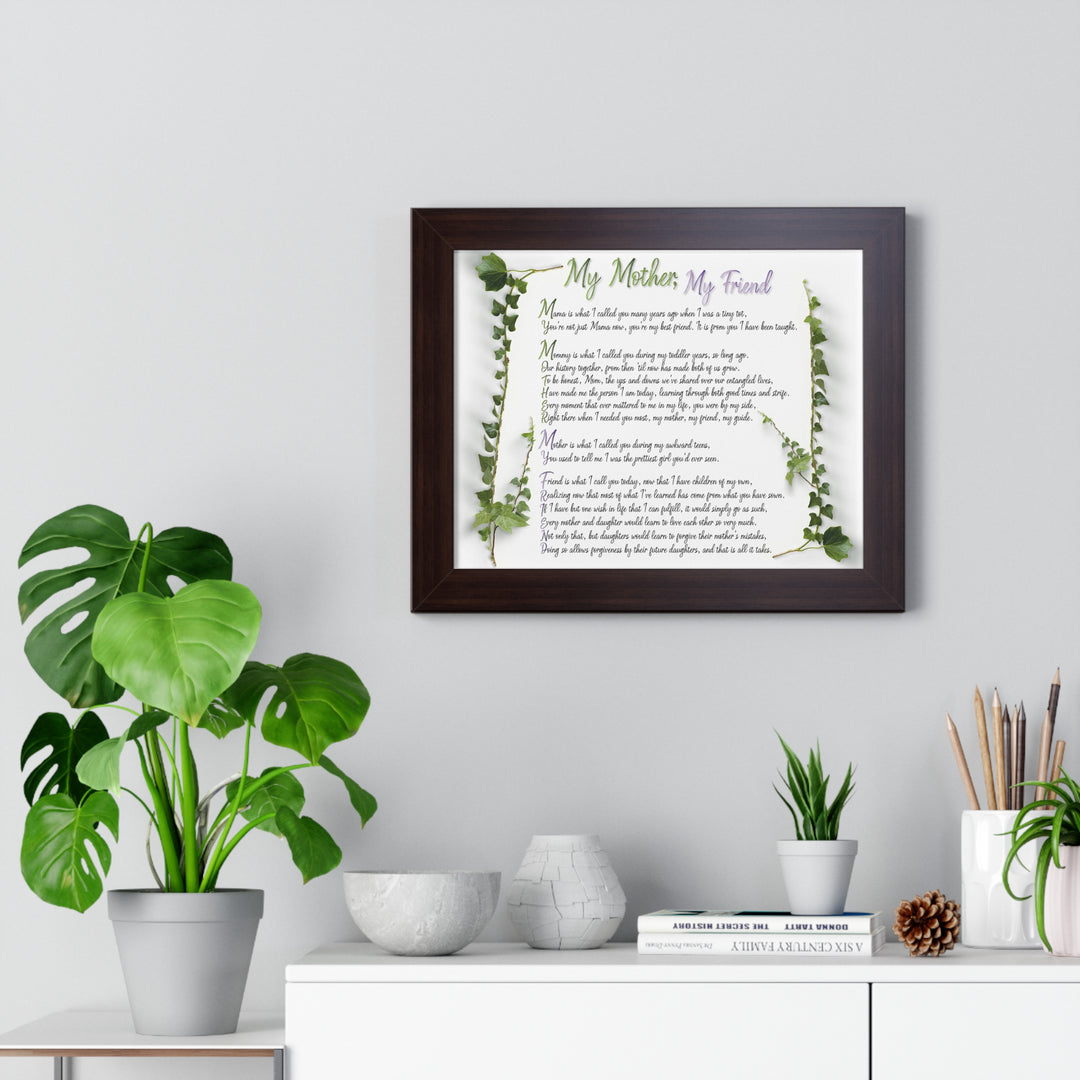 "My Mother, My Friend" Framed Acrostic Poem Print - Soft