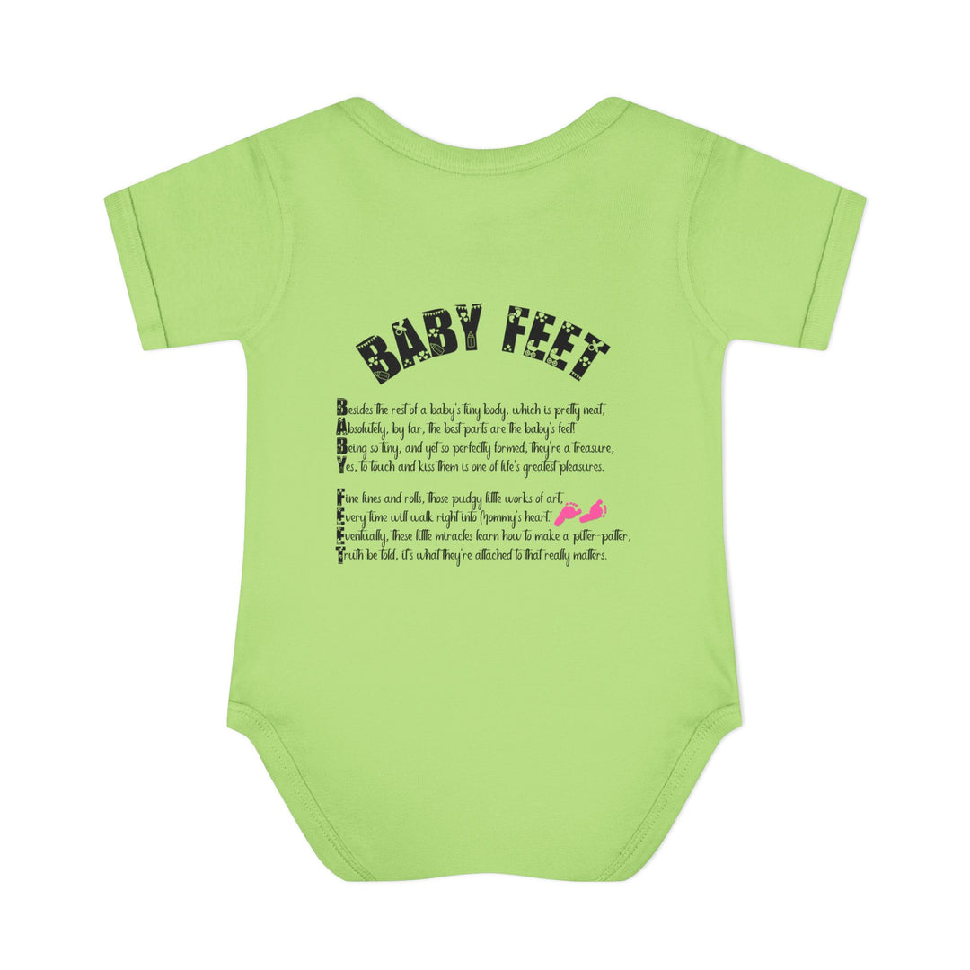 Baby Feet Acrostic Poem Bodysuit - Pink Footprints