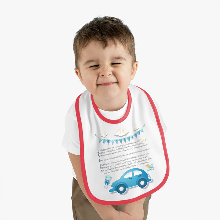 Baby Steps Acrostic Poem - Contrast Trim Jersey Bib - "It's a Boy"