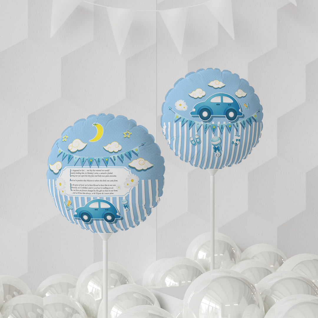 It's a Boy 11" Acrostic Poem Balloon  -  Stripes-Car No Personalization