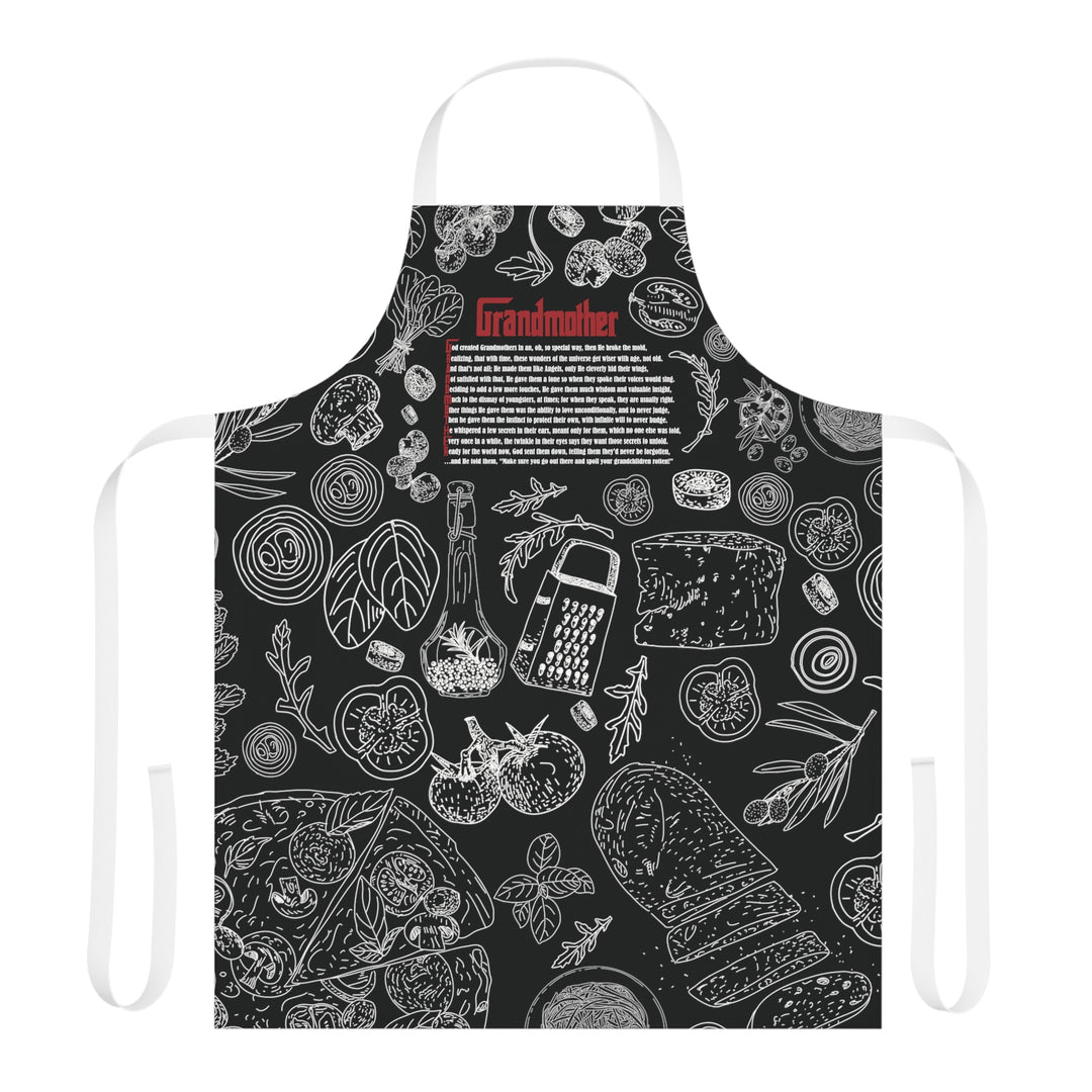 Black Chef Apron with Acrostic poem spelling out "Grandmother" - Italian Food Design