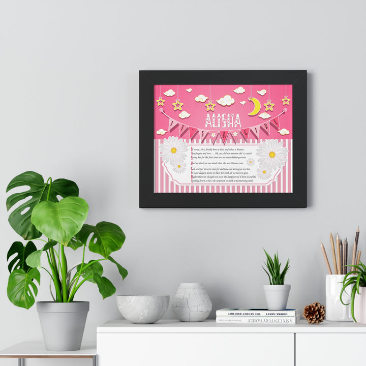 Baby Steps Framed Print Collection - Pink Stripes - "It's a Girl" Personalized