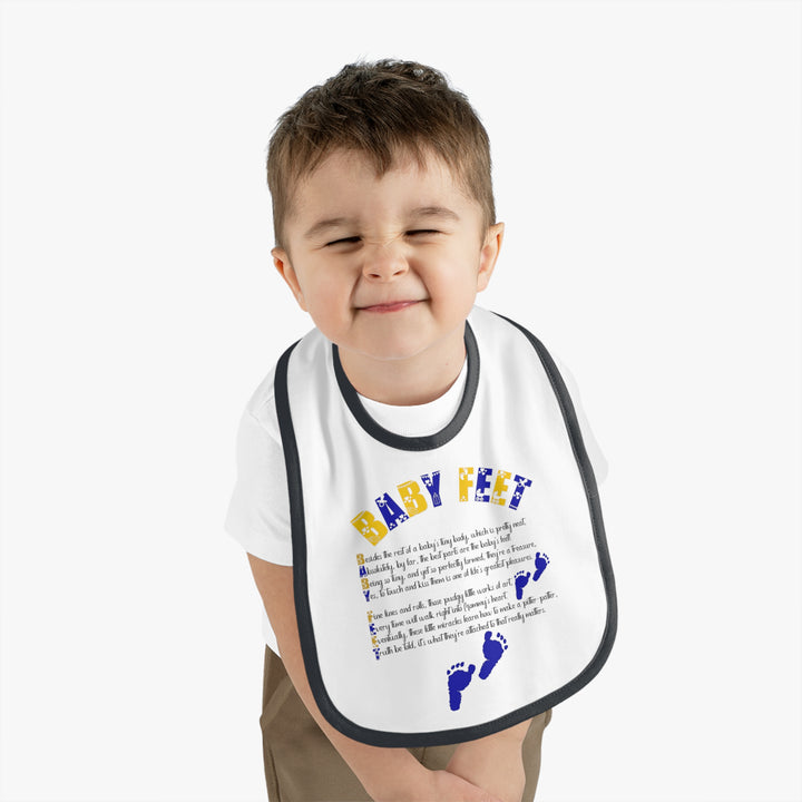 "Baby Feet" Acrostic Poem  Contrast Trim Jersey Bib - Blue Footprints