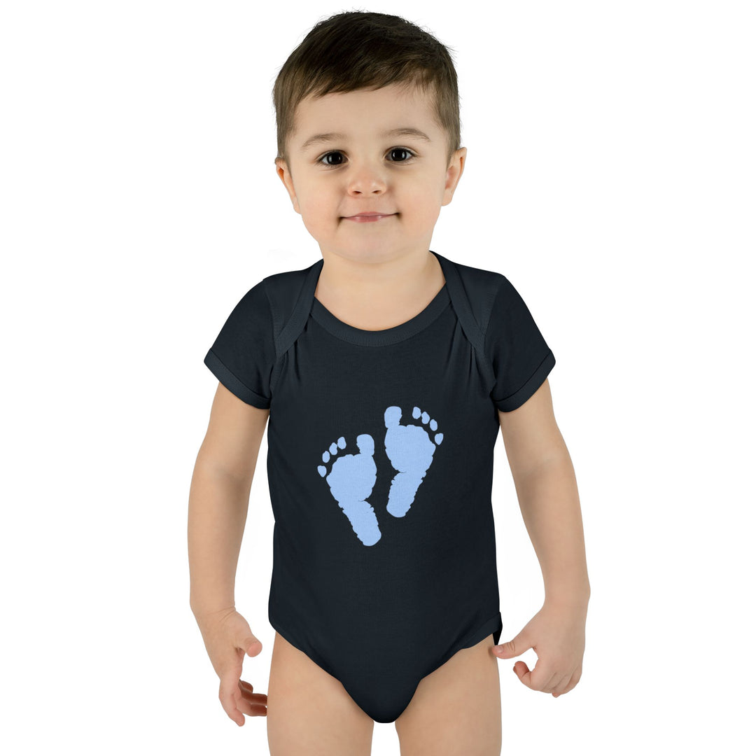 Baby Feet Acrostic Poem Baby Bodysuit - Blue Footprints