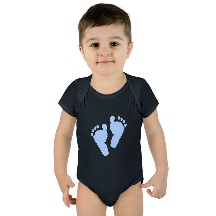 Baby Feet Acrostic Poem Baby Bodysuit - Blue Footprints