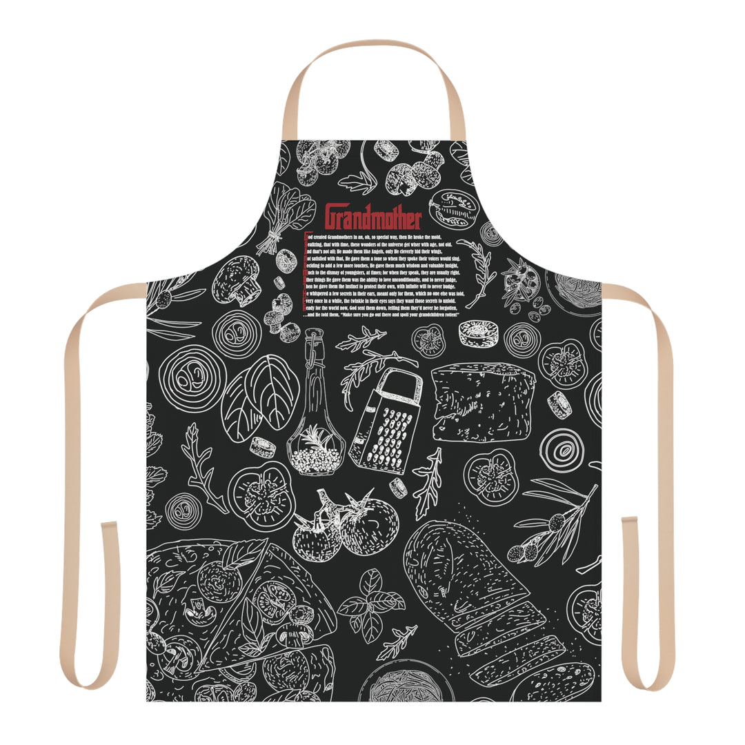 Black Chef Apron with Acrostic poem spelling out "Grandmother" - Italian Food Design