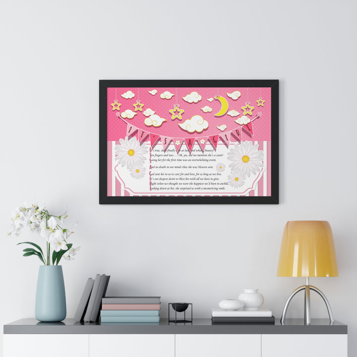 Baby Steps "It's a Girl" Framed Print - Pink Stripes -No Personalization