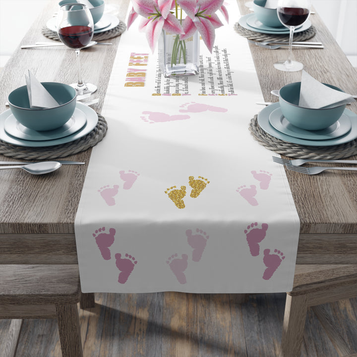 “Baby Feet” Table Runner - Pink-Gold - No Personalization