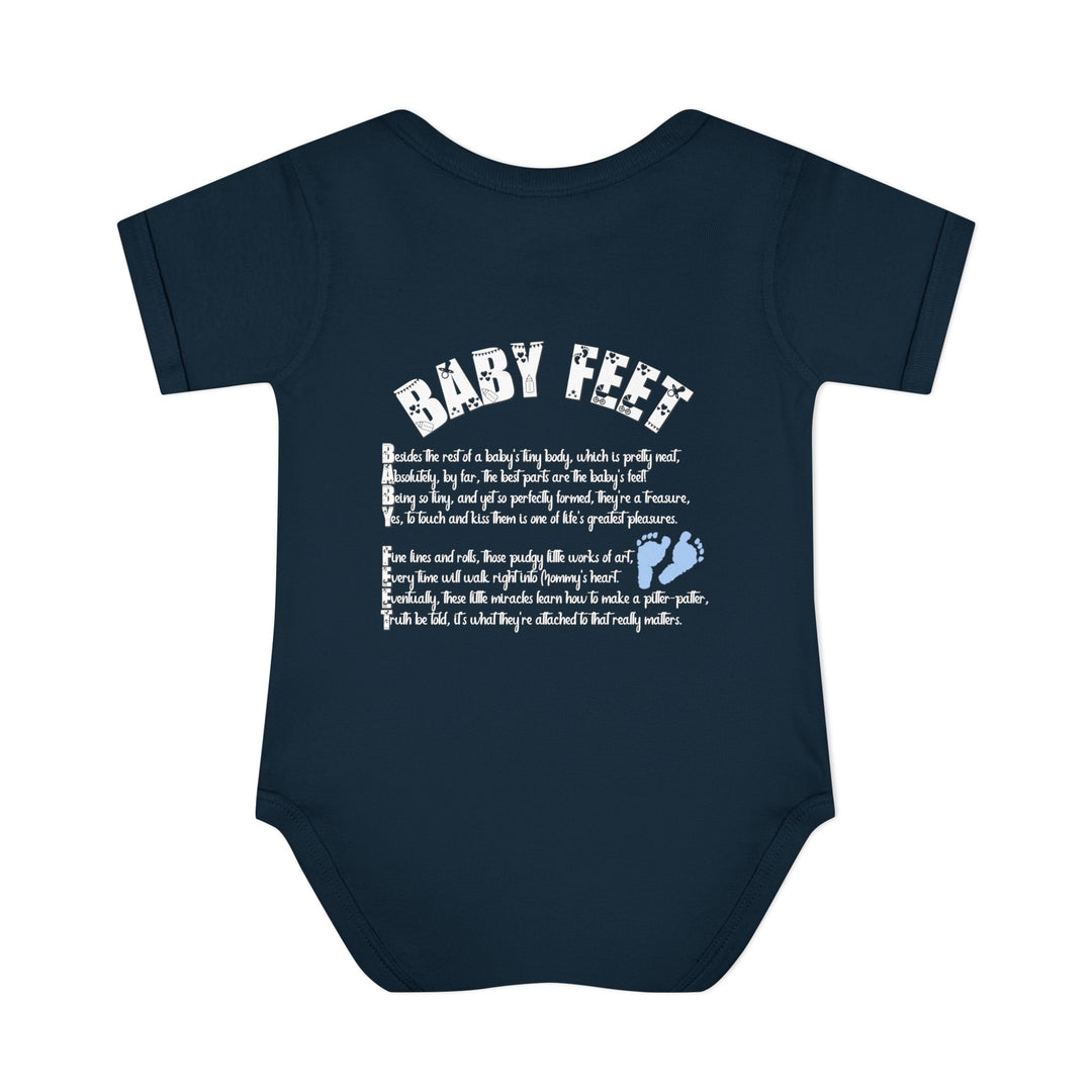 Baby Feet Acrostic Poem Baby Bodysuit - Blue Footprints