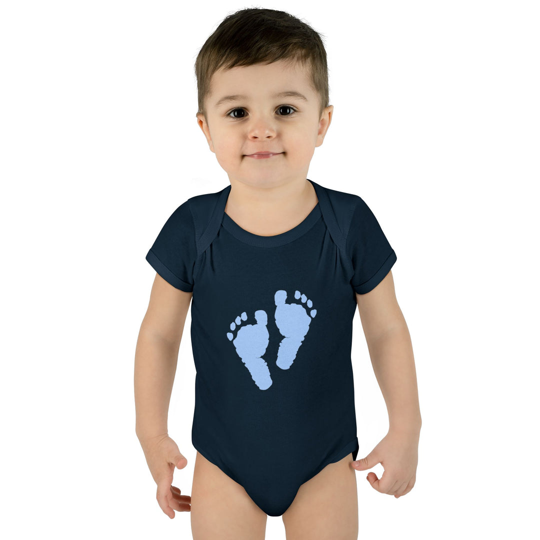 Baby Feet Acrostic Poem Baby Bodysuit - Blue Footprints