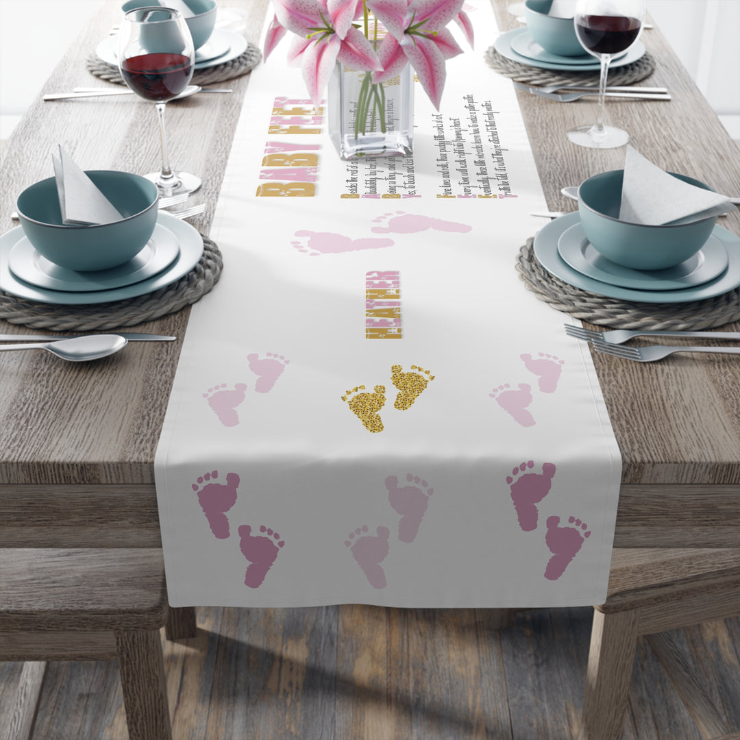 “Baby Feet” Table Runner - Pink-Gold - Personalized