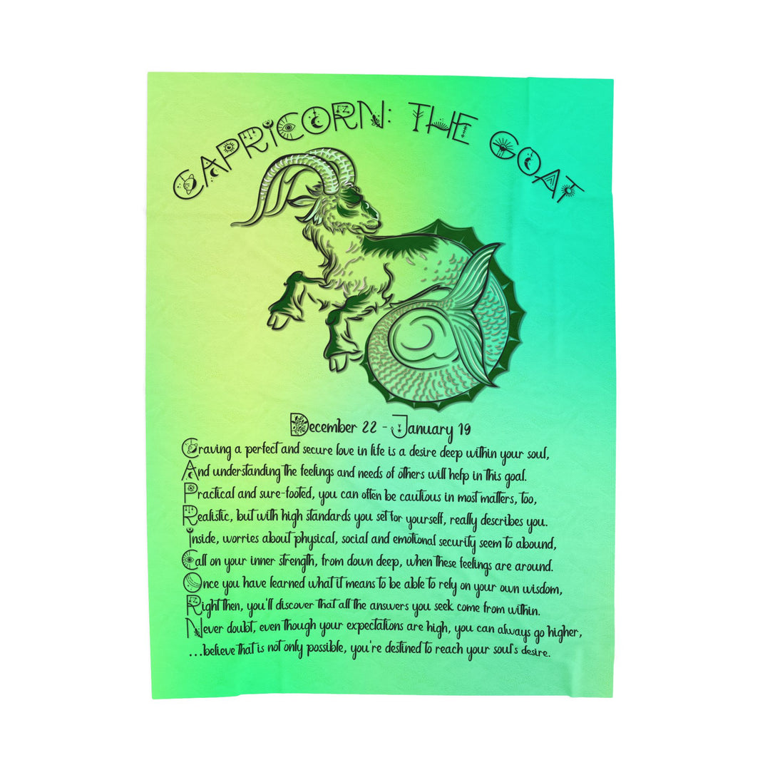 Capricorn Acrostic Poem Velveteen Plush Blanket