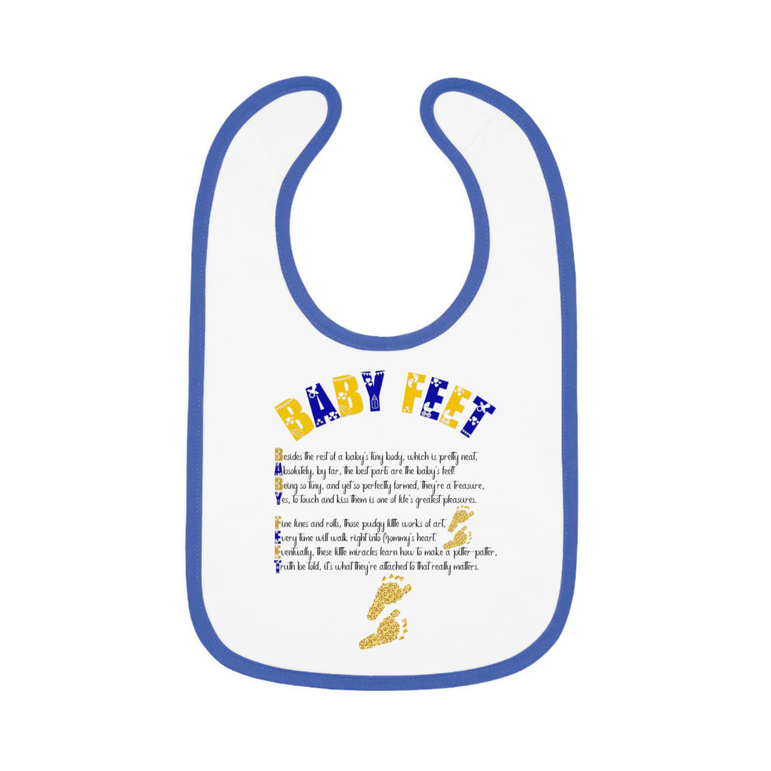 Baby Steps Acrostic Poem - Contrast Trim Jersey Bib - "Baby Feet" Gold Footprints