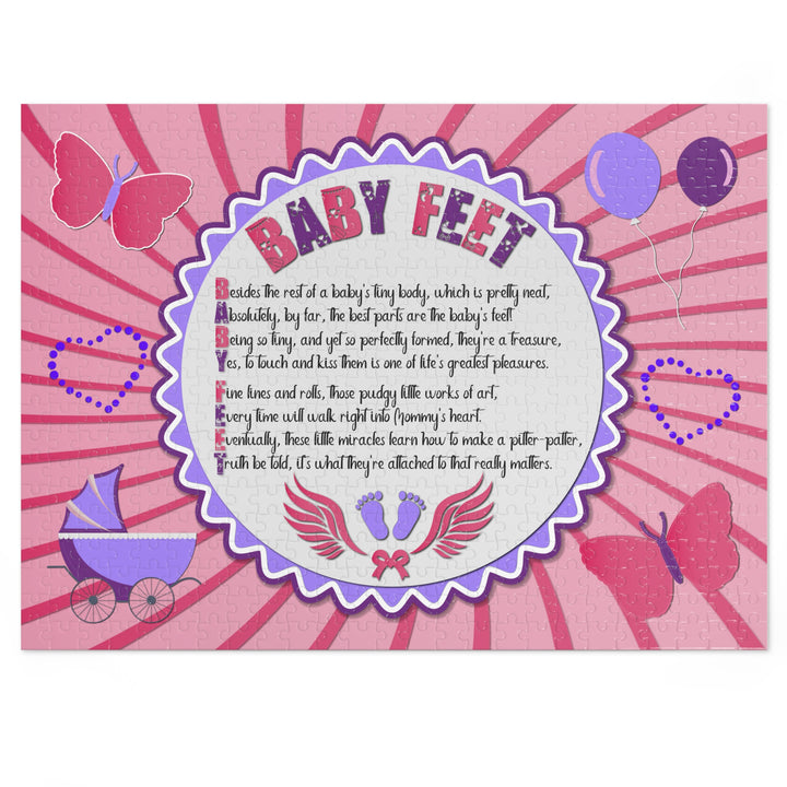 Baby Feet Acrostic Poem Puzzle - Baby feet - Pink-Wings - Tin Box