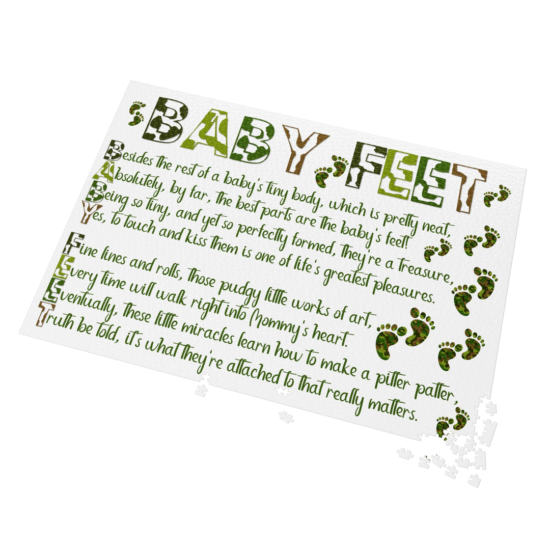 Baby Feet Acrostic Poem Jigsaw Puzzle - Camo - Tin Box - No Personalization