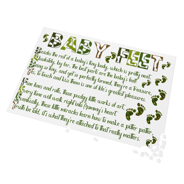 Baby Feet Acrostic Poem Jigsaw Puzzle - Camo - Tin Box - No Personalization
