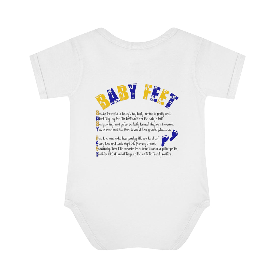 Baby Steps "Baby Feet" Acrostic Poem Bodysuit - Blue Footprints