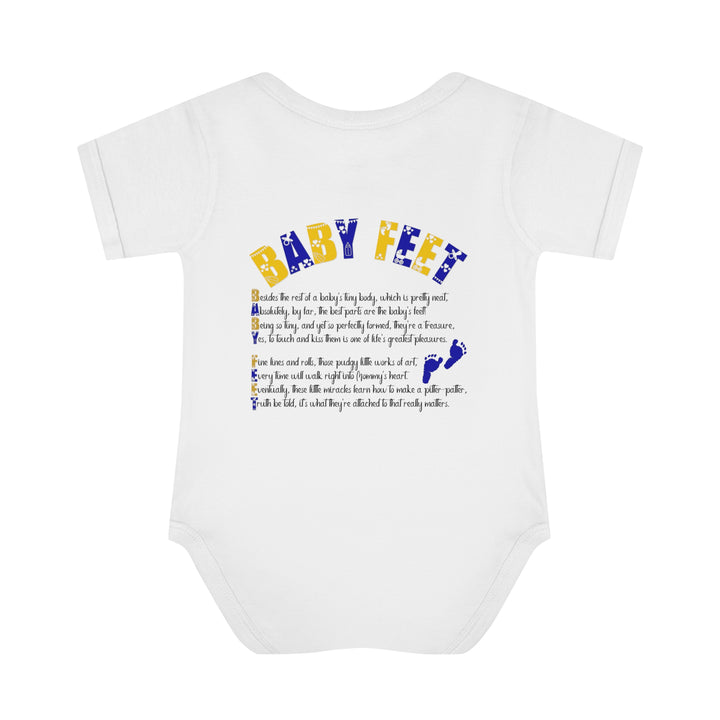 Baby Steps "Baby Feet" Acrostic Poem Bodysuit - Blue Footprints