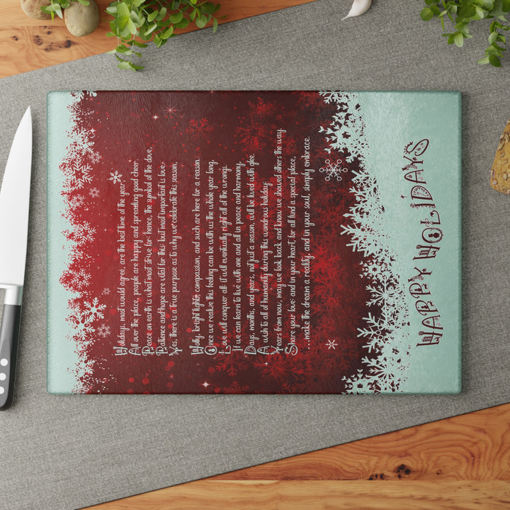 It's Just a Phrase Glass Cutting Board - "Happy Holidays"