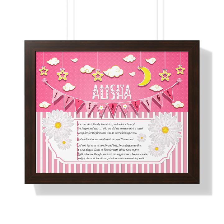 Baby Steps Framed Print Collection - Pink Stripes - "It's a Girl" Personalized