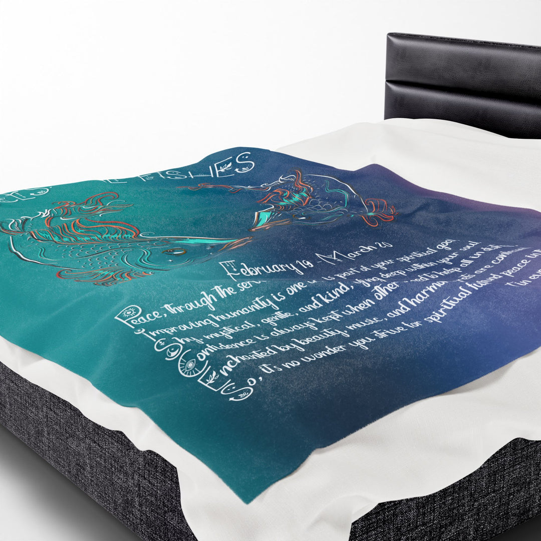 Pisces Acrostic Poem Velveteen Plush Blanket