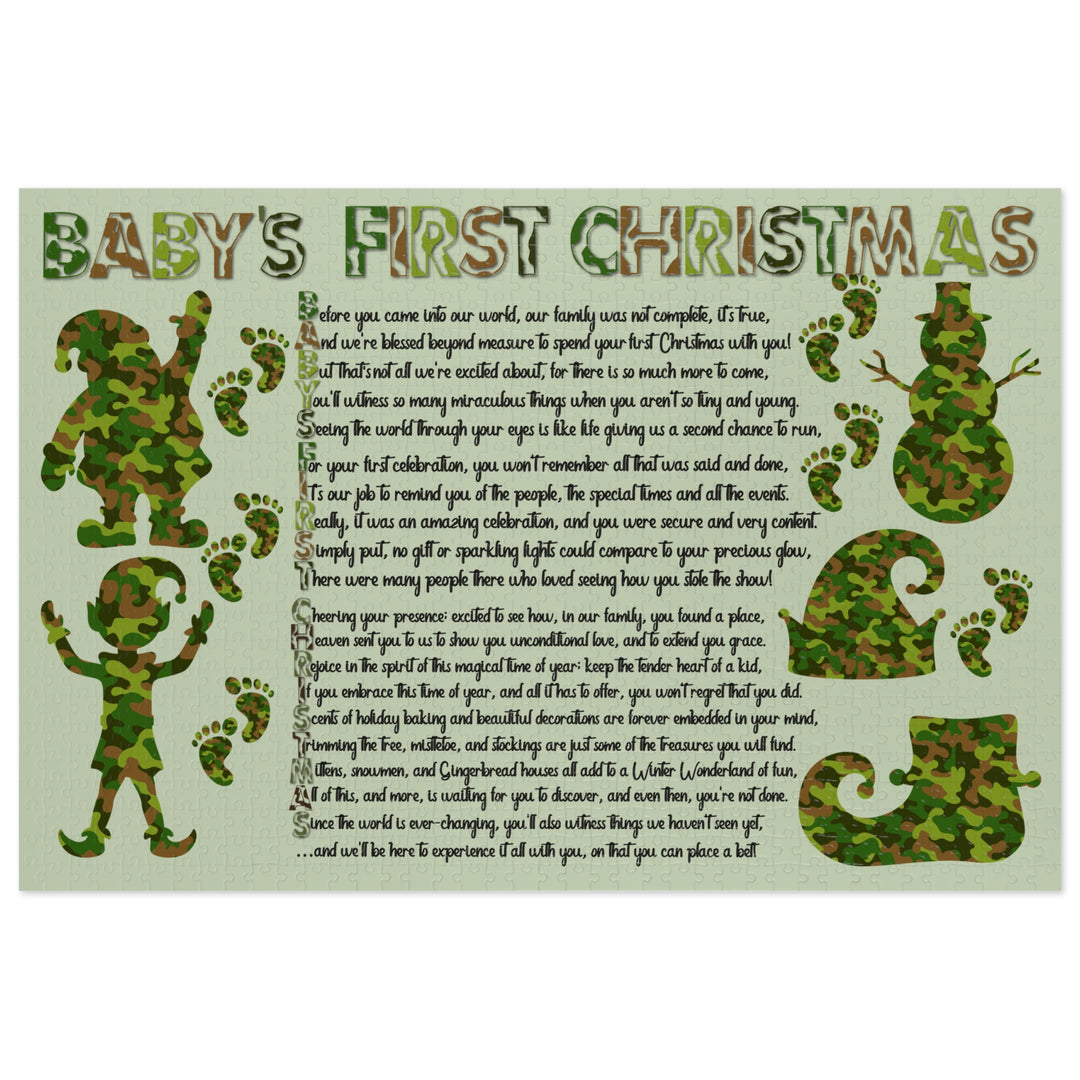Baby's First Christmas Acrostic Poem Puzzle - Camo - Tin Box