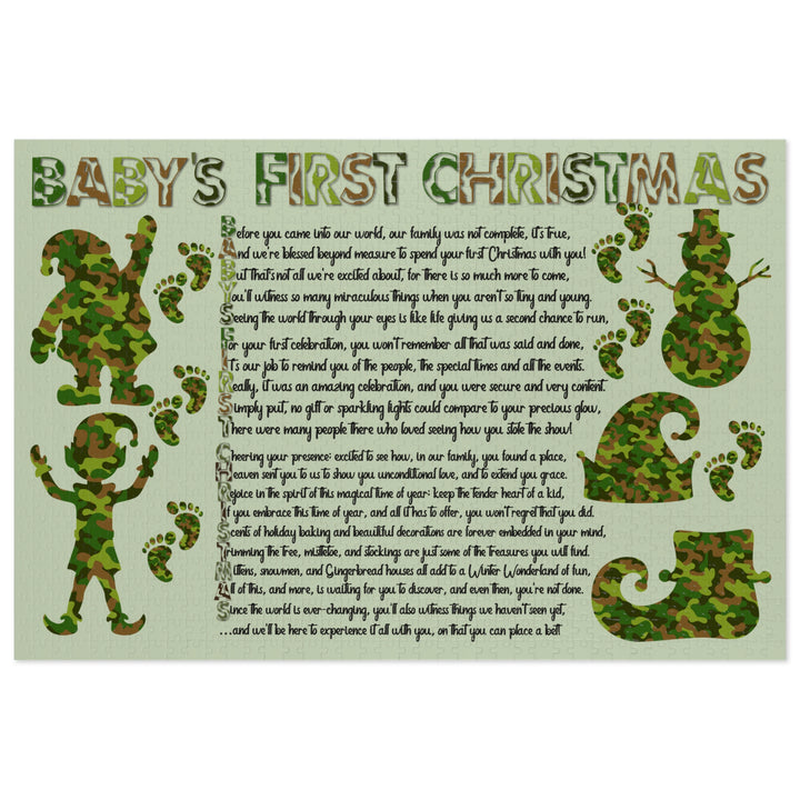 Baby's First Christmas Acrostic Poem Puzzle - Camo - Tin Box