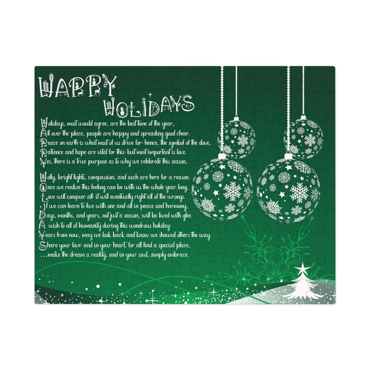 Happy Holidays Acrostic Poem Puzzle - Ornaments-Green - Tin Box