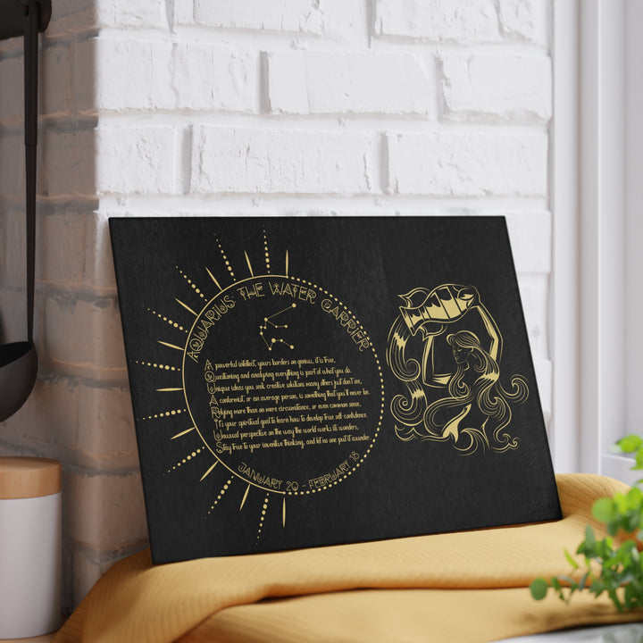 Aquarius Acrostic Poem Glass Cutting Board