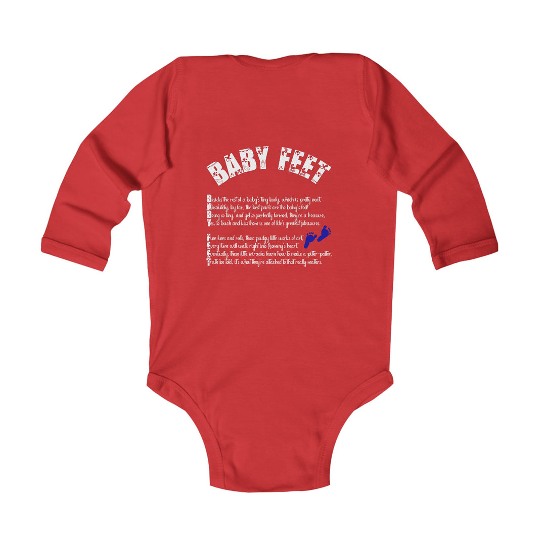 Baby Feet Acrostic Poem Long Sleeve Bodysuit - Blue Footprints