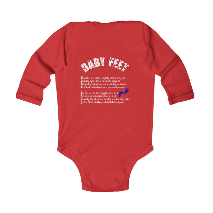 Baby Feet Acrostic Poem Long Sleeve Bodysuit - Blue Footprints