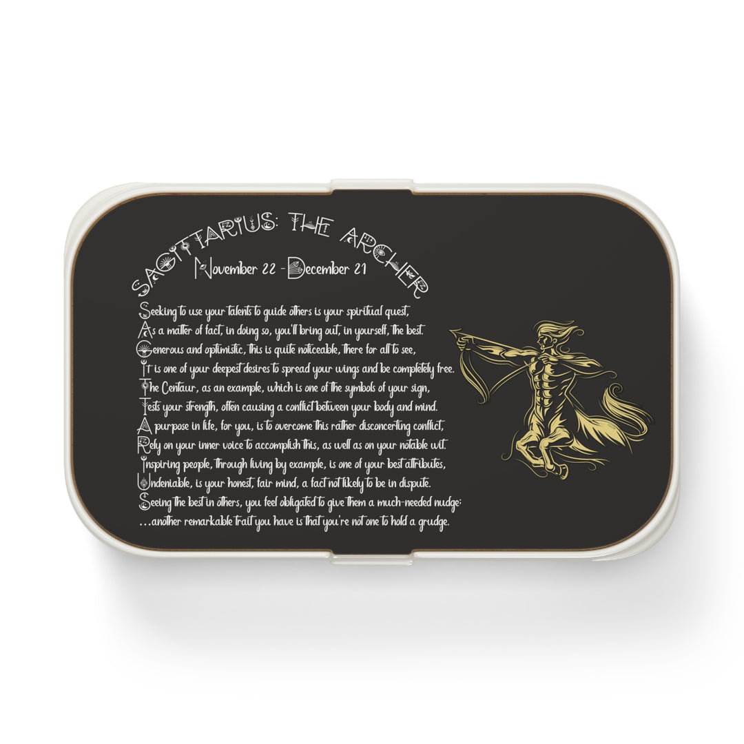 Sagittarius Acrostic Poem Bento Lunch Box - Wooden Lid
