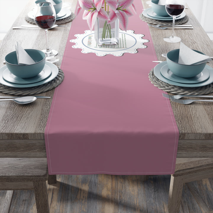 “A Baby is Born” Table Runner - Baby Items Font - Pink - No Personalization