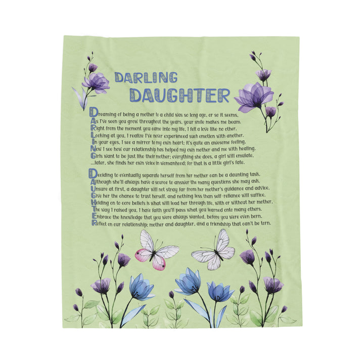 It's Just a Phrase Velveteen Plush Blanket with Acrostic Poem Spelling out "Darling Daughter" - Floral Design