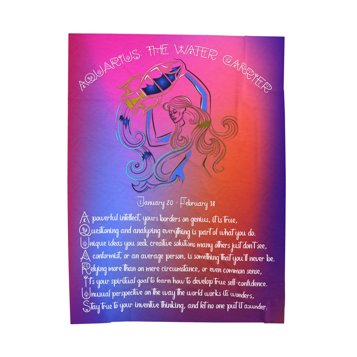 Aquarius Acrostic Poem Velveteen Plush Blanket  - Colorful