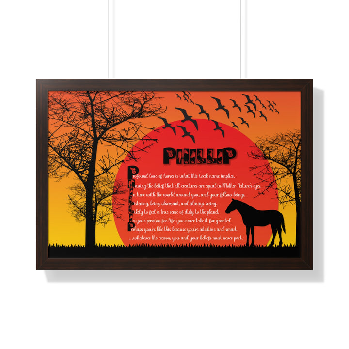 Namesakes Framed Acrostic Poem Print - Horse