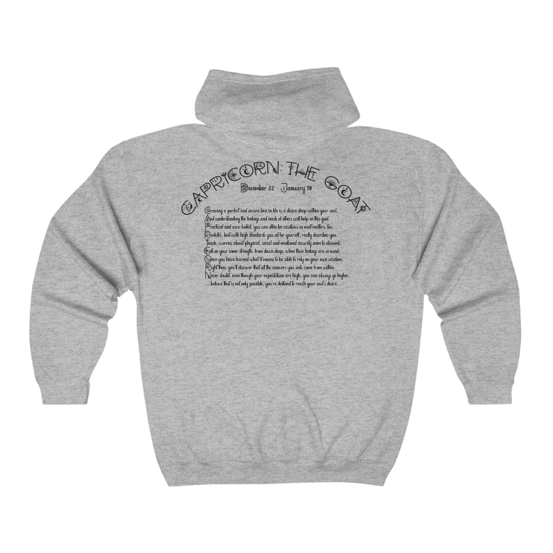 Written in the Stars Unisex Full Zip Hooded Sweatshirt - Capricorn