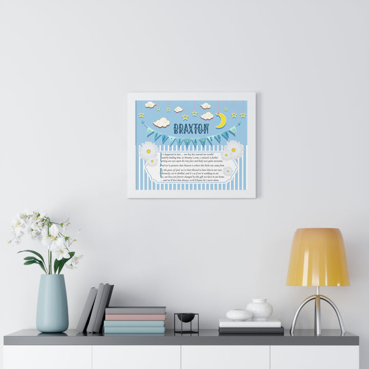 Baby Steps "It's a Boy" Framed Print Collection - Blue Stripes - Personalized