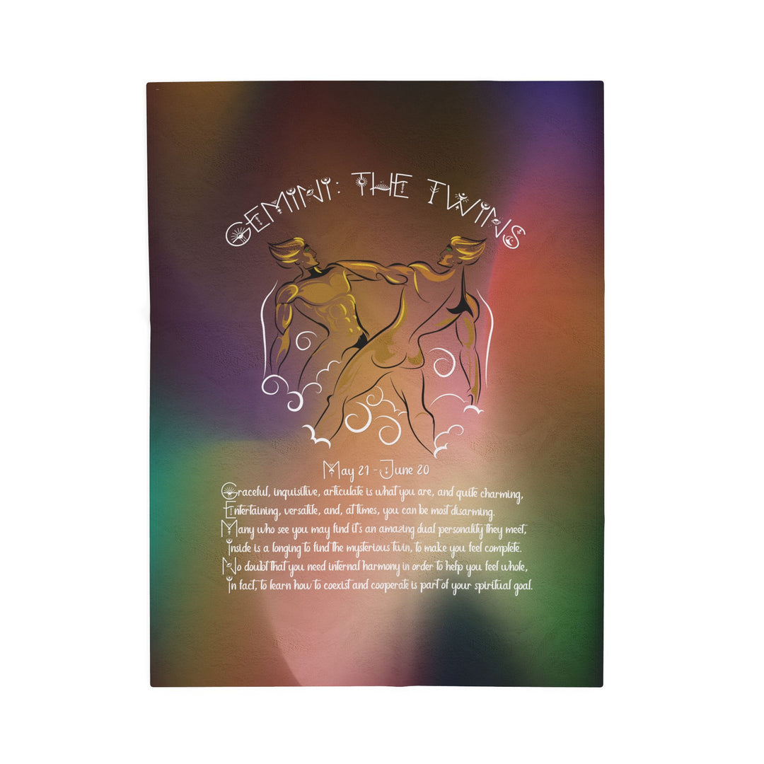 Gemini Acrostic Poem Velveteen Plush Blanket - Colored