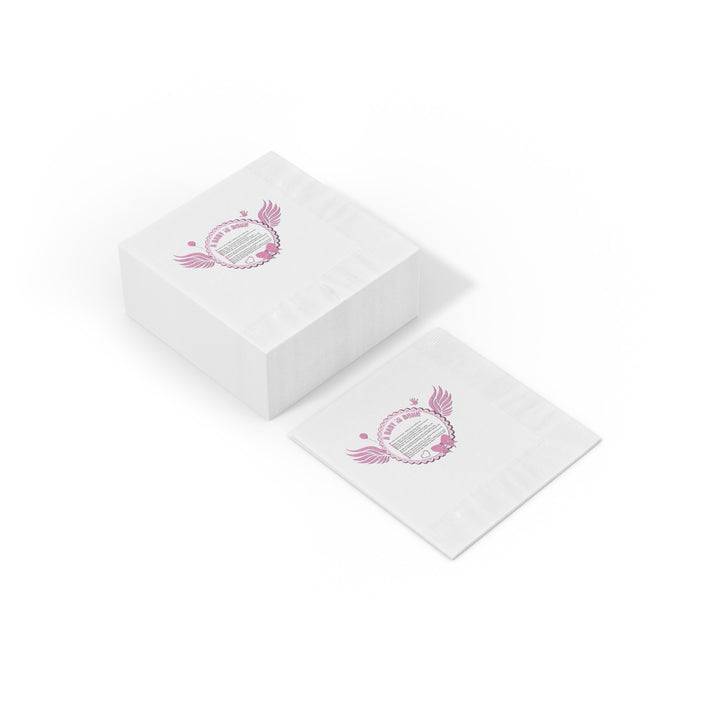 A Baby is Born Baby Shower Coined Napkins - Pink Wings - No Personalization