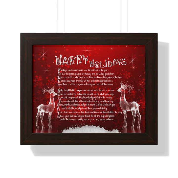 It's Just a Phrase "Happy Holidays" Framed Horizontal Acrostic Poem Poster