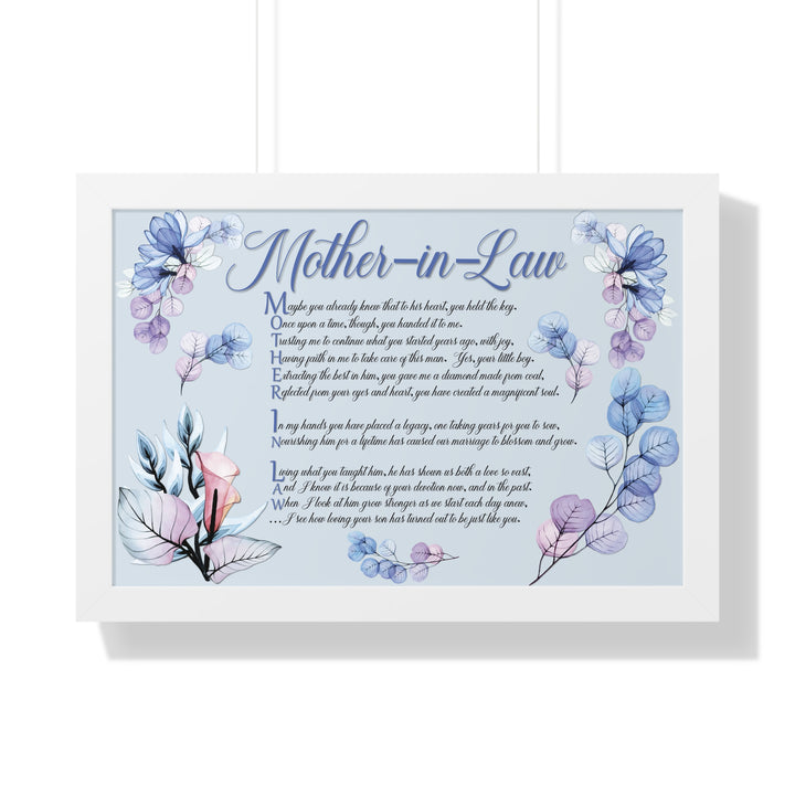 "My Mother, My Friend" Framed Acrostic Poem Print - Translucent Flower
