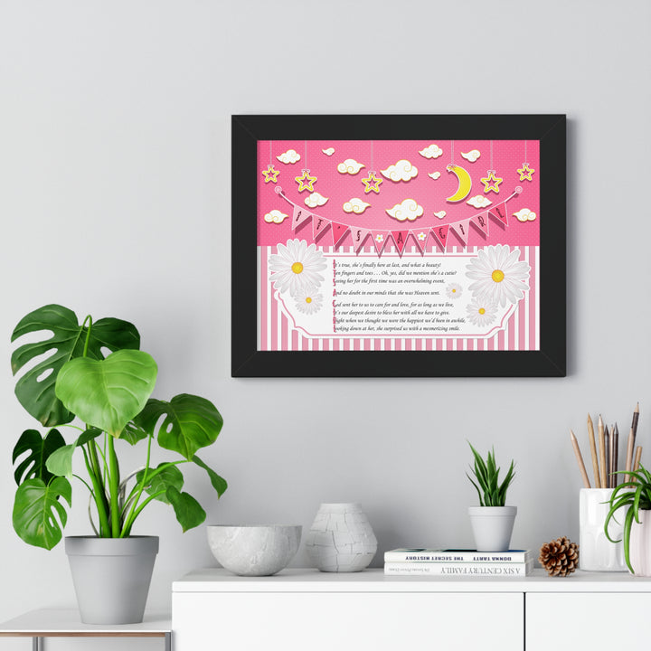 Baby Steps "It's a Girl" Framed Print - Pink Stripes -No Personalization