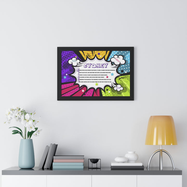 Namesakes Framed Acrostic Name Poem - Burst Comic-style