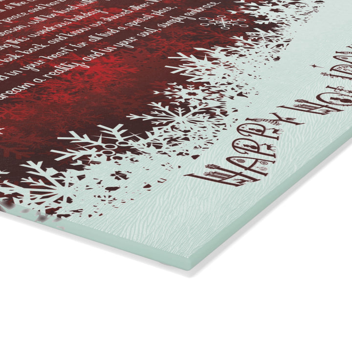 Happy Holidays Holidays Acrostic Poem Glass Cutting Board - Red - 2