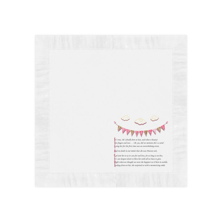 "It's a Girl" White Coined Napkins Baby Shower Napkins -   No Personalization