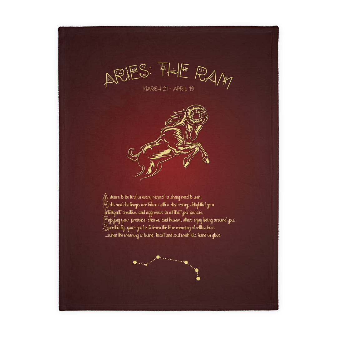 Aries Acrostic Poem Velveteen Microfiber Blanket (Two-sided print)
