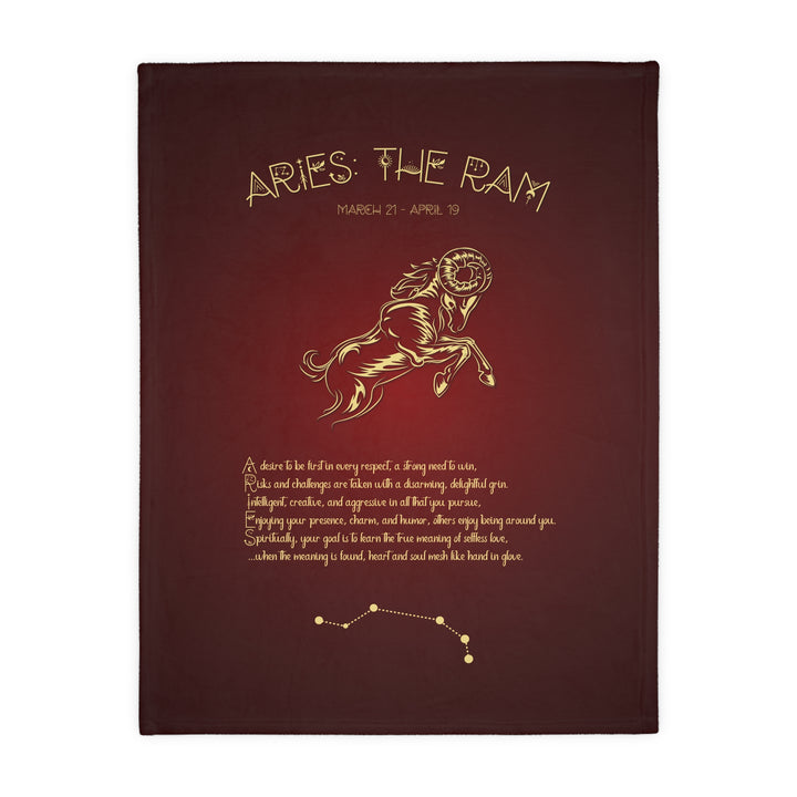 Aries Acrostic Poem Velveteen Microfiber Blanket (Two-sided print)